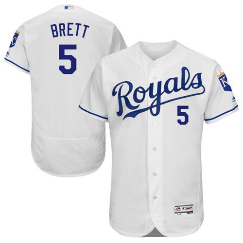 Royals #5 George Brett White Flexbase Authentic Collection Stitched MLB Jersey